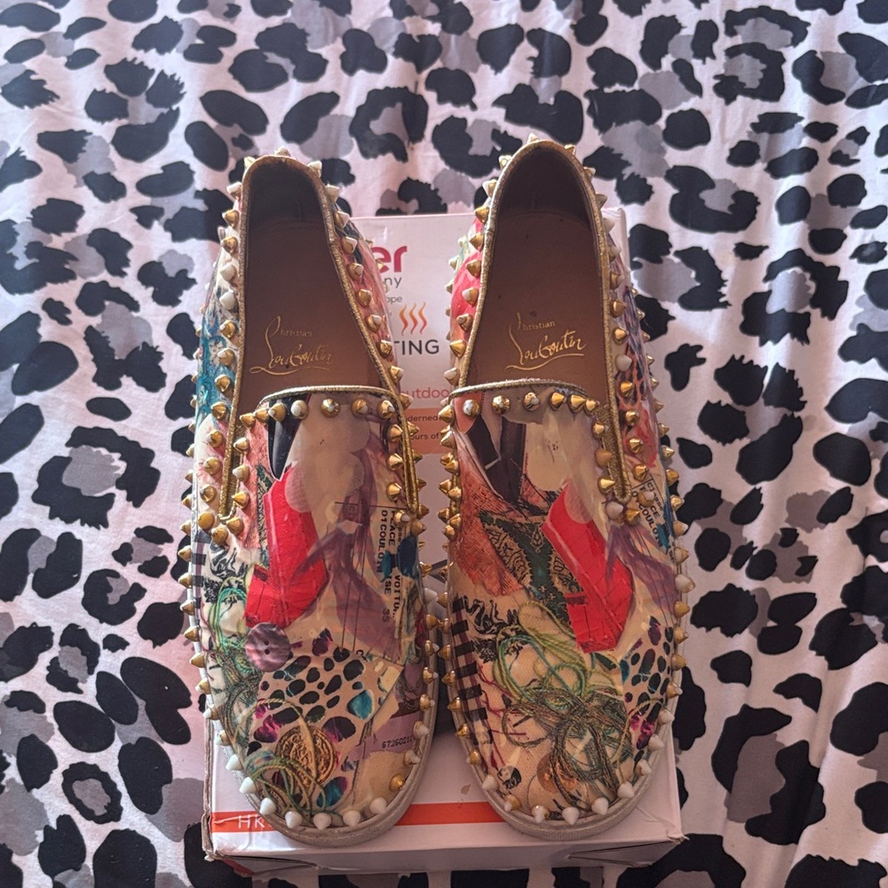 Christian Louboutin Artistic Multicolor Spiked Loafers